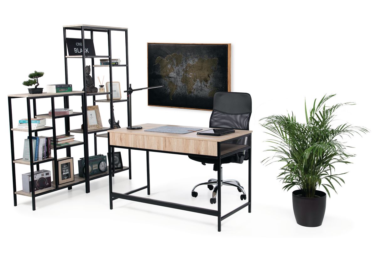 Απεικονίζεται το γραφείο μαζί με μια σύνθεση επίπλων γραφείου.